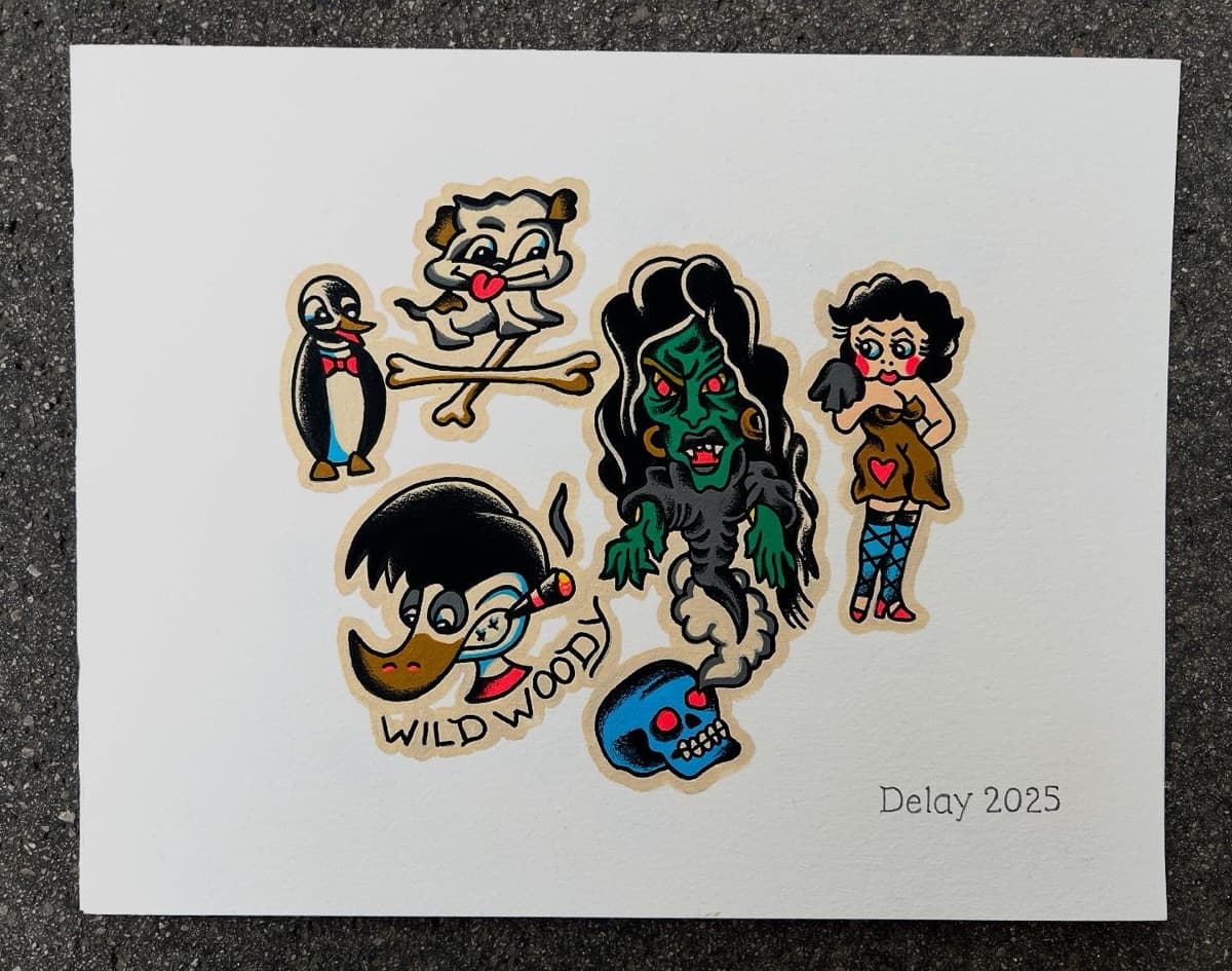 Traditional flash tattoo by Brad Delay at Historic Tattoo Portland Oregon