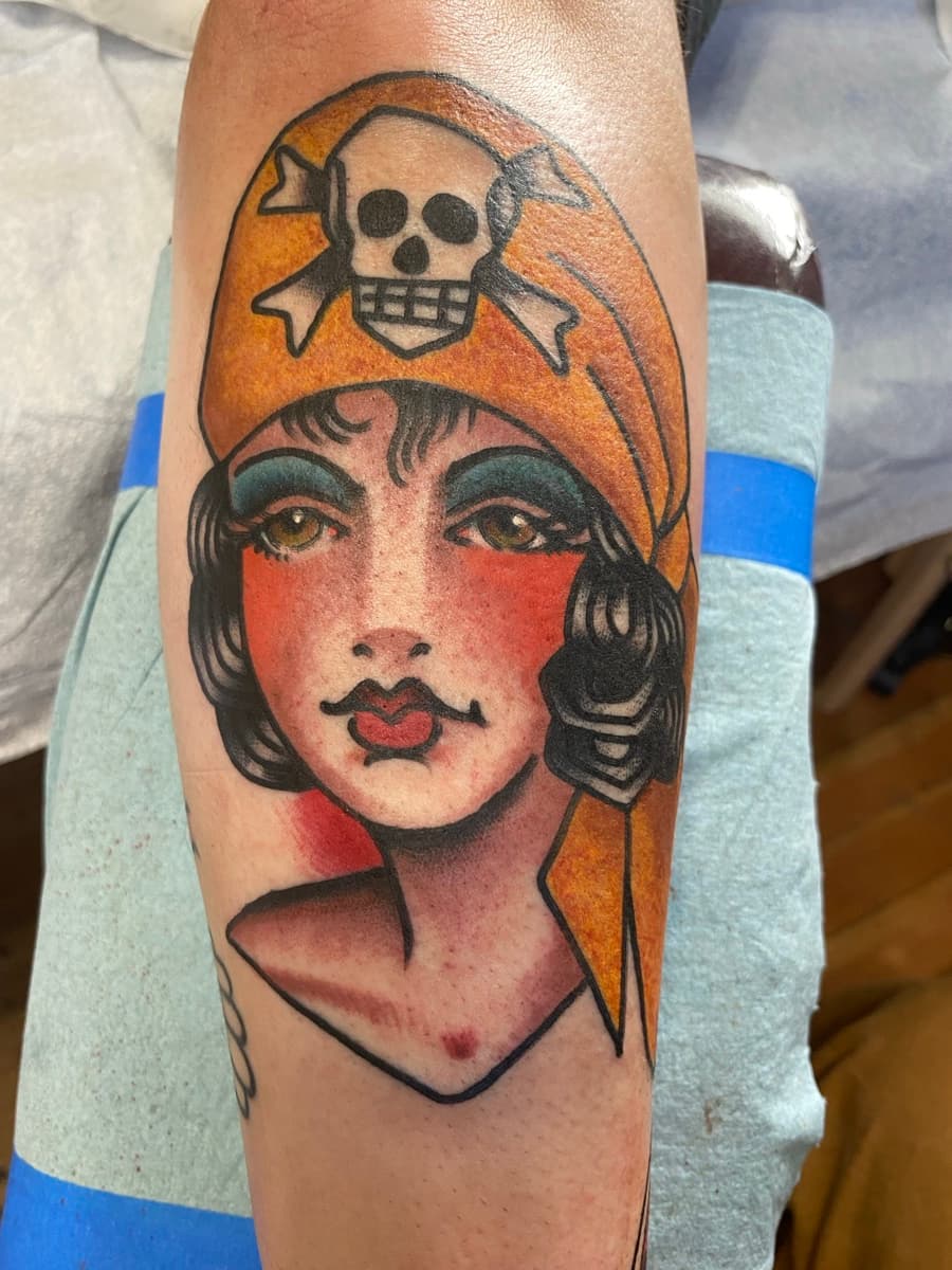 Custom traditional tattoo by Craig Brown at Historic Tattoo Portland OR